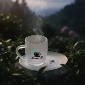 لیوان و زیرلیوانی شیشه ای